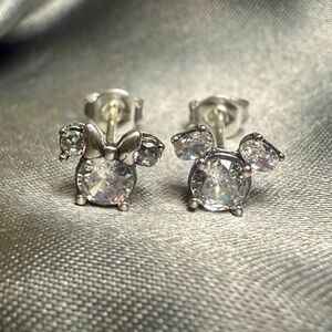 New Asymmetrical S925 & CZ Mickey & Minnie Disney-Inspired Stud Earrings